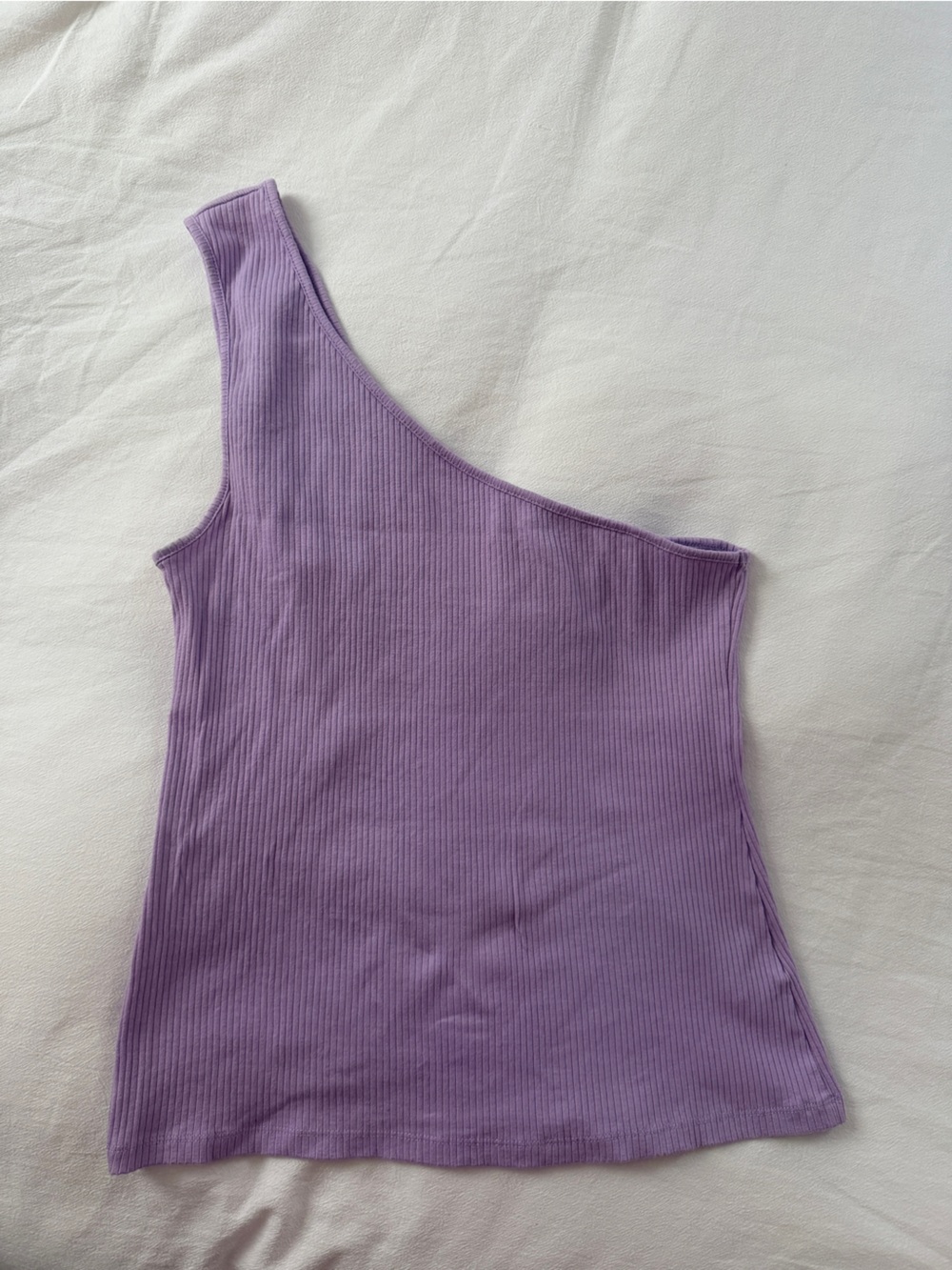 Anthropologie Ribbed Lilac One-Shoulder Top